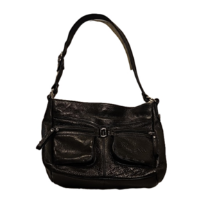 Stone Mountain black leather shoulder bag adjustable strap excellent condition